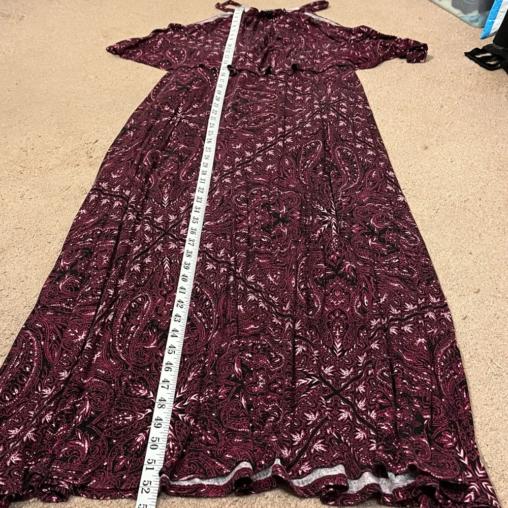 πHPπ Torrid Drape Top Halter Neck Burgundy Maxi Dress, Size 0 - Picture 12 of 14
